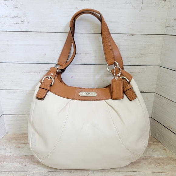 Coach Handbags - Coach Soho Satchel/Top Handle Hobo Handbag White & Tan Leather